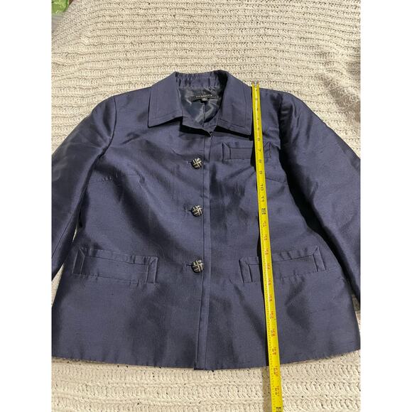 Talbots Silk Wool Blazer Suit Jacket Women's Size 6 Petite 6P Blue Career Office - Picture 3 of 10